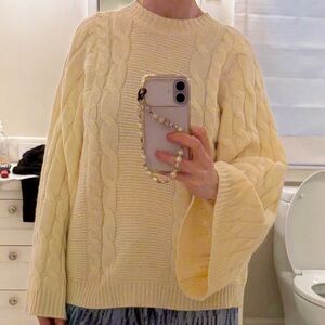 Source Unknown Soft Yellow Cable Knit Sweater